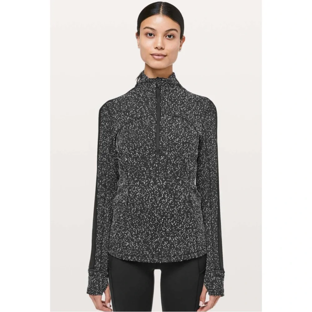 LULULEMON | Run Briskly 1/2 Zip Pullover in Magnetized Jacquard Black/White, 6